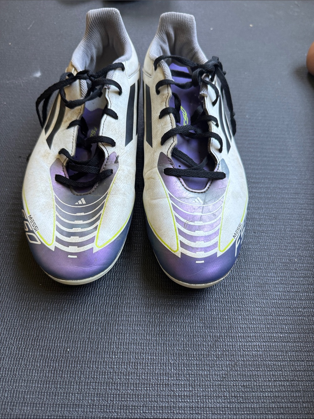adidas Men’s White and Purple Indoor Soccer Shoes